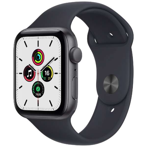 Apple Watch SE（第1世代：GPSモデル）44mmスペースグレイアルミニウムケースとミッドナイトスポーツバンド - レギュラー スペースグレイアルミニウム MKQ63J/A （第1世代） ビックカメラ.com