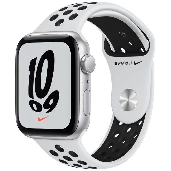 Apple Watch Nike SE（GPSモデル）44mmシルバーアルミニウムケースとピュアプラチナム/ブラックNikeスポーツバンド  シルバーアルミニウム MKQ73J/A （第1世代） アップル｜Apple 通販 | ビックカメラ.com