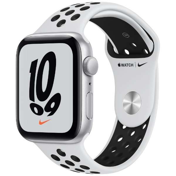 Apple Watch Nike ＳＥ(ＧＰＳ型号)44mm银铝包和纯的白铂/黑色Nike运动带银铝MKQ73J/A(第1代)_1