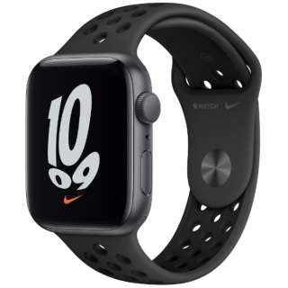 Apple Watch Nike SE（GPSモデル）44mmスペースグレイアルミニウムケースとアンスラサイト/ブラックNikeスポーツバンド MKQ83J/A 【磁気充電-USB-Cケーブル同梱 /2021年9月モデル】