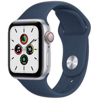 Apple Watch SE（第1世代：GPS+Cellularモデル）40mmシルバーアルミニウムケースとアビスブルースポーツバンド シルバーアルミニウム MKQV3J/A （第1世代）