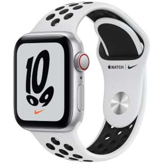 Apple Watch Nike ＳＥ(GPS+Cellular型号)40mm银铝包和纯的白铂/黑色Nike运动带银铝MKR43J/A(第1代)