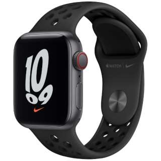 Apple Watch Nike SE（GPS+Cellularモデル）40mmスペースグレイアルミニウムケースとアンスラサイト/ブラックNikeスポーツバンド MKR53J/A 【磁気充電-USB-Cケーブル同梱 /2021年9月モデル】