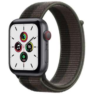 Apple Watch SE（GPS+Cellularモデル）44mm スペースグレイアルミニウムケースとトルネード/グレイスポーツループ MKT53J/A （第1世代）