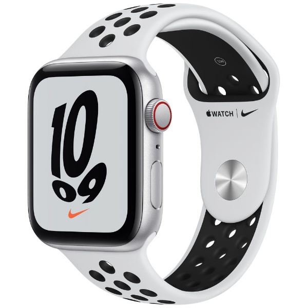 Apple Watch Nike  SE（GPS+Cellularモデル）44mmシルバーアルミニウムケースとピュアプラチナム/ブラックNikeスポーツバンド シルバーアルミニウム  MKT63J/A （第1世代）