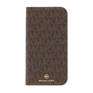 MICHAEL KORS - Folio Case Edge Corting with Tassel Charm for iPhone 13 [ Brown/Red ] MICHAEL KORS@}CPR[X uE/bh MKECBRDFLIP2161