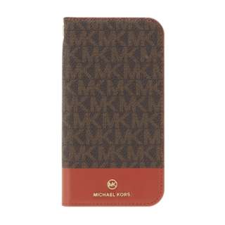 MICHAEL KORS - Folio Case Bicolor with Tassel Charm for iPhone 13 [ Brown/Red ] MICHAEL KORS@}CPR[X MKBCBRDFLIP2161