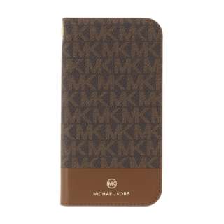 MICHAEL KORS - Folio Case Bicolor with Tassel Charm for iPhone 13 [ Brown/Camel ] MICHAEL KORS@}CPR[X MKBCBCMFLIP2161