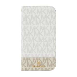 MICHAEL KORS - Folio Case 2-Tone Signature with Tassel Charm for iPhone 13 Pro Max [ Bright White/Vanilla ] MICHAEL KORS@}CPR[X MK2SBWVFLIP2167