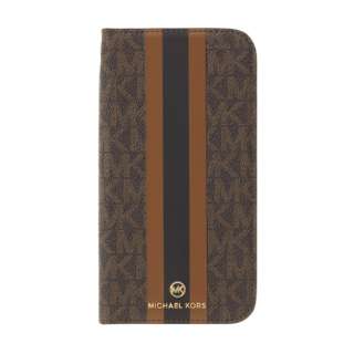MICHAEL KORS - Folio Case Stripe with Tassel Charm for iPhone 13 Pro Max [ Brown ] MICHAEL KORS@}CPR[X MKSTBRWFLIP2167
