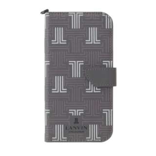 LANVIN COLLECTION - Folio Case Signature with Neck Strap for iPhone 13 Pro Max [ Gray ] LANVIN COLLECTION@oRNV LCSIGRYFLNSIP2167