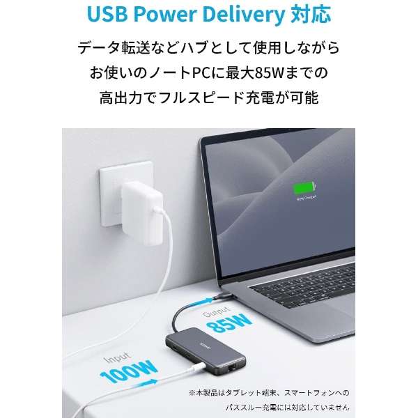 mUSB-C IXX J[hXbg2 / HDMI / LAN / USB-A2 / USB-C2n USB PDΉ 85W hbLOXe[V O[ A83830A3 [USB Power DeliveryΉ]_4