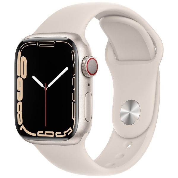 Apple Watch Series 7（GPS+Cellularモデル）- 41mmスターライトアルミニウムケースとスターライトスポーツバンド -  レギュラー スターライトアルミニウム MKHR3J/A