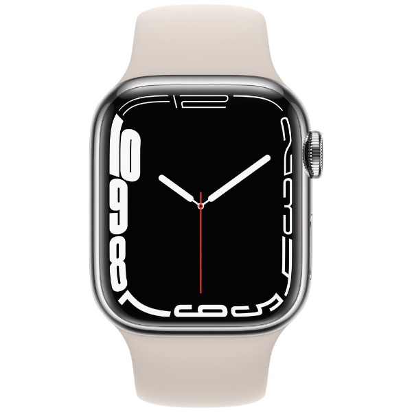 Apple Watch Series 7（GPS+Cellularモデル）- 41mmシルバーステンレススチールケースとスターライトスポーツバンド -  レギュラー シルバーステンレススチール MKHW3J/A