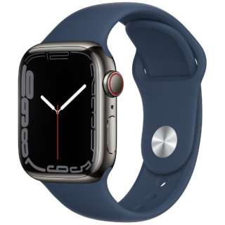 Apple Watch Series 7（GPS+Cellularモデル）- 41mmグラファイトステンレススチールケースとアビスブルースポーツバンド - レギュラー グラファイトステンレススチール MKJ13J/A