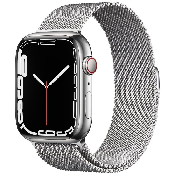 Apple Watch 激安卸販売新品 SEAL限定商品 Series 7 GPS+Cellularモデル MKJW3J - A 45mmシルバーステンレススチールケースとシルバーミラネーゼループ