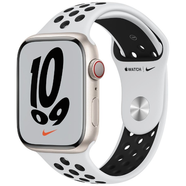 Apple Watch Nike Series 7GPS+Cellularモデル   mmスターライトアルミニウムケースとピュアプラチナム/ブラックNikeスポーツバンド   レギュラー スターライトアルミニウム MKLJ/A