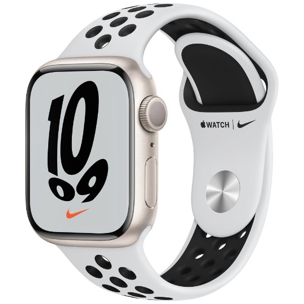 Apple Watch Nike Series 7（GPSモデル）- 41mmスターライトアルミニウムケースとピュアプラチナム/ブラック Nikeスポーツバンド レギュラー スターライトアルミニウム MKN33J/A アップル｜Apple 通販