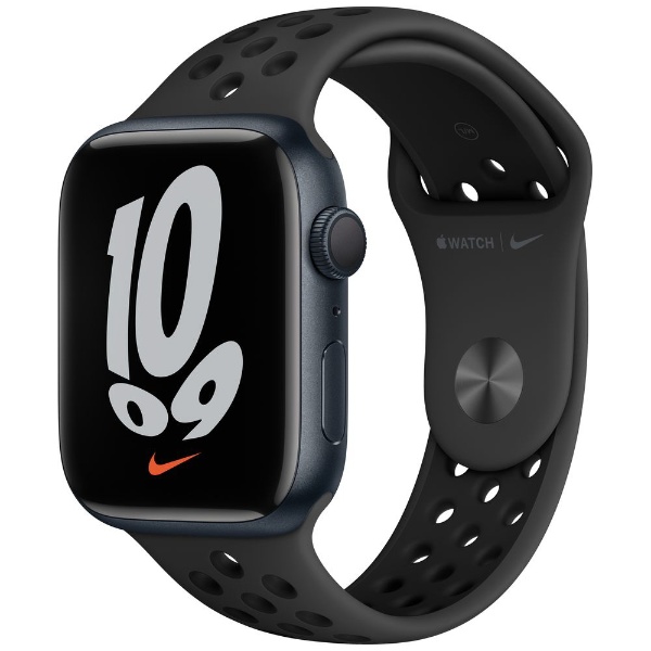 Apple Watch Nike Series 7（GPSモデル）-  45mmミッドナイトアルミニウムケースとアンスラサイト/ブラックNikeスポーツバンド - レギュラー ミッドナイトアルミニウム MKNC3J/A