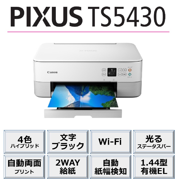 TS5430 インクジェット複合機 PIXUS ホワイト [カード／名刺～A4
