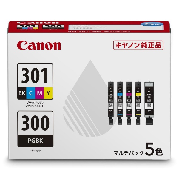 Canonキャノン純正インク　BCI-301＋300 マルチパック5色セット