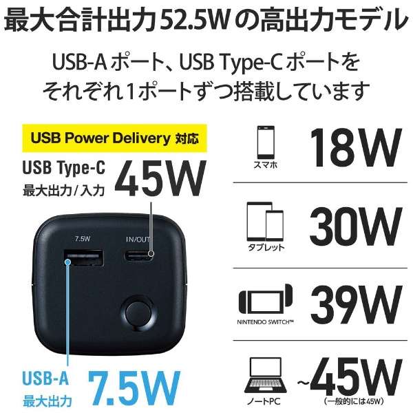 USB Power Delivery认证手机电池20100mAh附属的电缆长： 0.5m黑色DE-C33L-20000BK[支持USB Power Delivery的/2波特酒（Port）]_4