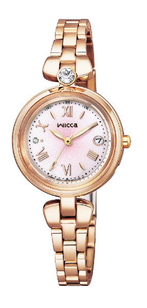 wicca 腕時計　「美品」電波腕時計　ソーラーテック　ピンクゴールド