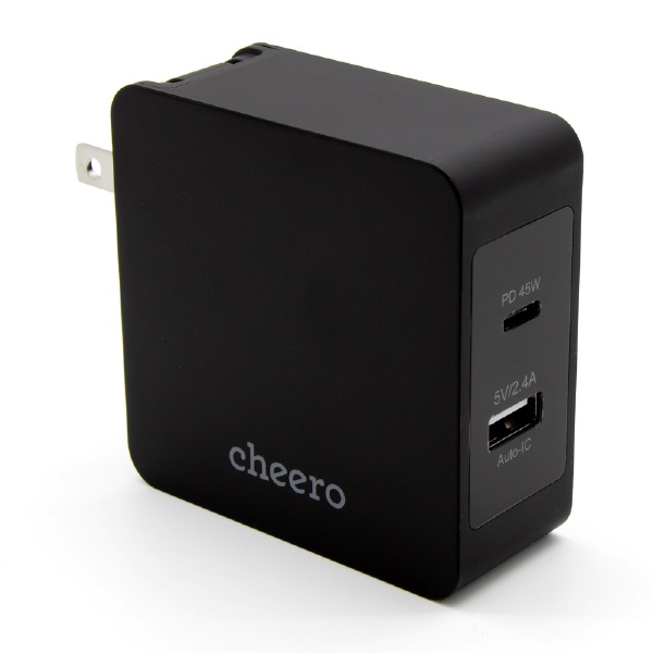 ACץ cheero ֥å CHE-328-BK [2ݡ /USB Power Deliveryб]