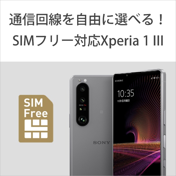 ビックカメラ.com - 【SIMフリー】 ソニー Xperia 1 III 5G フロストグレー 防水・防塵・おサイフケータイ Snapdragon  888 6.5型・メモリ/ストレージ：12GB/512GB nanoSIM x2 ドコモ / au / ソフトバンクSIM対応 