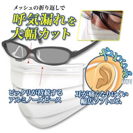 眼鏡が曇りにくいマスク 小さめ 40枚 メディコム｜Medicom 通販