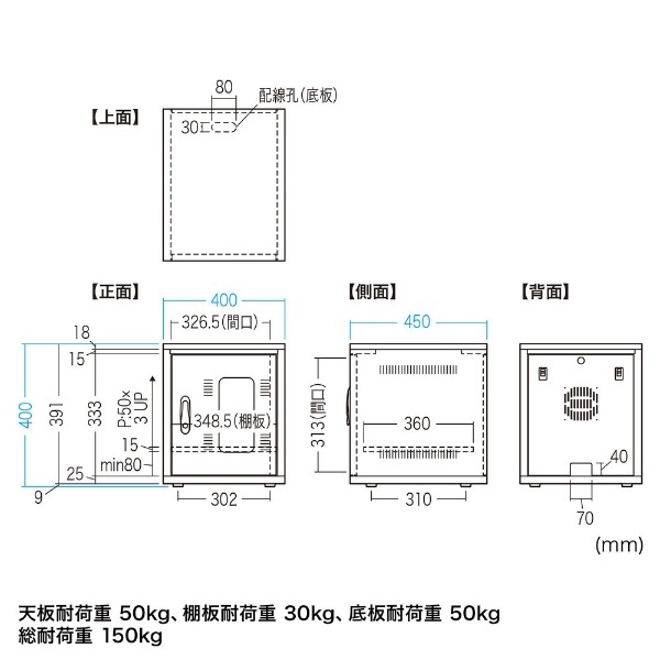 小型機器収納ボックス [W400ｘD450ｘH400mm] ブラック CP-KBOX4BK サンワサプライ｜SANWA SUPPLY 通販 
