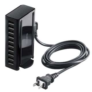 AC充電器/USB充電/卓上多ポート/60W/A10ポート/縦横置 ブラック EC-ACD04BK [10ポート]