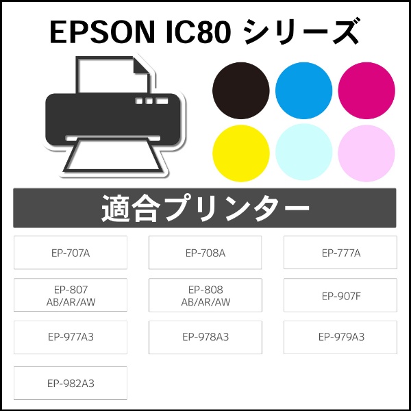 オフィス用品【純正】エプソンインクカートリッジIC6CL80M(ブラックのみ増量80L)