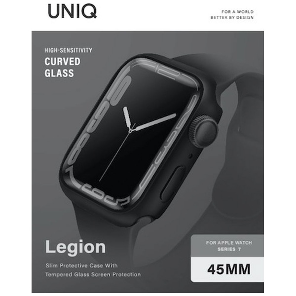 Apple Watch7 45mm 液晶強化ガラス付きケース LEGION UNIQ ブラック