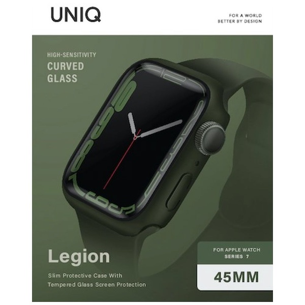 Apple Watch7 45mm 液晶強化ガラス付きケース LEGION UNIQ グリーン UNIQ-45MM-LEGNGRN
