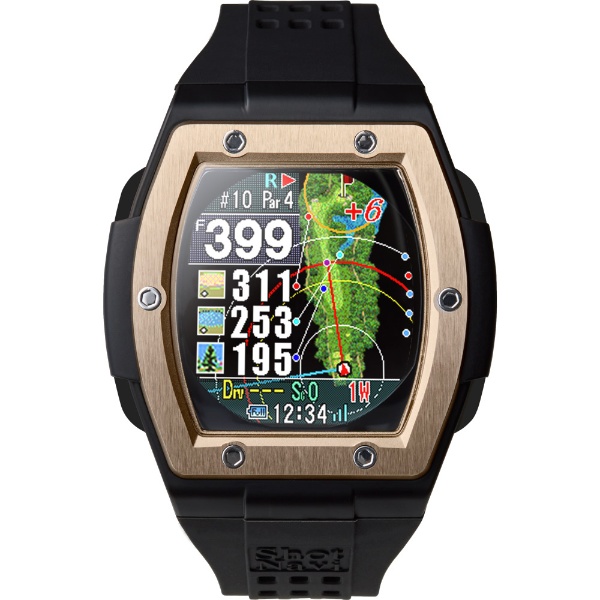 ショットナビ 腕時計型GPSゴルフナビ Crest BKxRG （ブラックxローズ