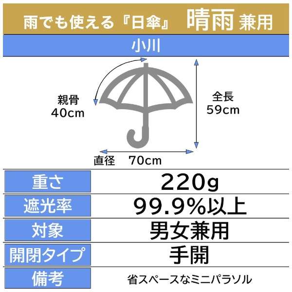 短的放映装置-0&(零和)深蓝LDB-40PS-NV[晴雨伞/40cm]_2