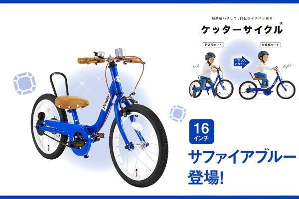16型 子供用自転車 ケッターサイクル(サファイアブルー/対象年齢：3歳半から・適応身長：約93cm～125cm) YGA338  【組立商品につき返品不可】