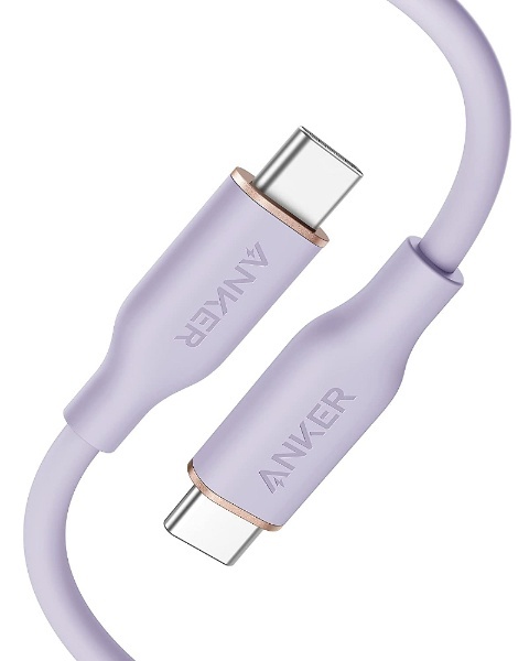 Anker PowerLine III Flow USB-C  USB-C ケーブル (1.8m ライトパープル) A85530V1 ライトパープル  [約1.8m *ケーブルの長さは端子部分も含めて計測しております。 /USB Power Delivery対応] アンカー・ジャパン｜Anker  Japan 通販