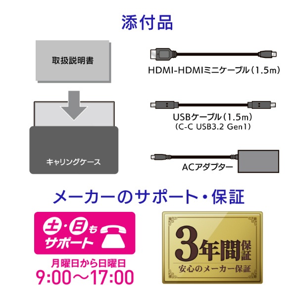 USB-C接続 PCモニター ブラック LCD-CF162XAB-M [15.6型 /フルHD(1920