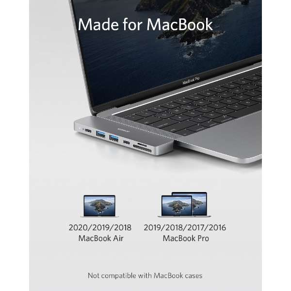 MacBook Pro / AirpmUSB-C IX2X J[hXbg2 / HDMI / USB-A2 / USB-C / Thunderboltn USB PDΉ 100W hbLOXe[V O[ A8371NA2 [USB Power DeliveryΉ]_2