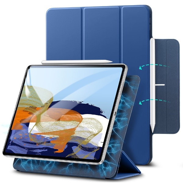 iPad Pro 11　第2世代ケース   ペンホルダー付きカバーネイビーブルー