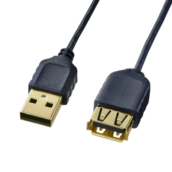 USB-A ⇔ mini USBケーブル [転送 /0.5m /USB2.0] 極細 ブラック KU