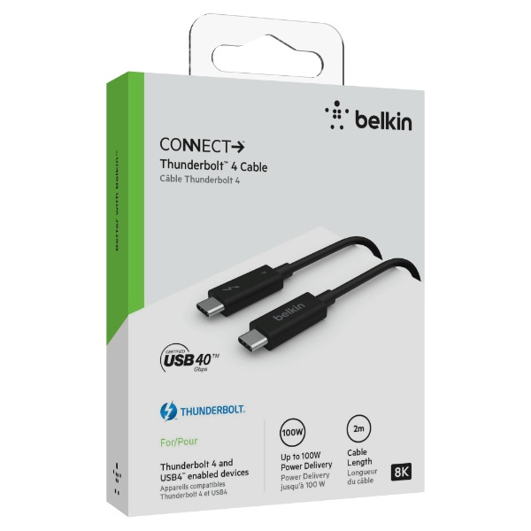 USB-C ⇔ USB-Cケーブル [映像 /充電 /転送 /2m /USB Power Delivery /100W /Thunderbolt 4]  Thunderbolt 4ケーブル ブラック INZ002bt2MBK