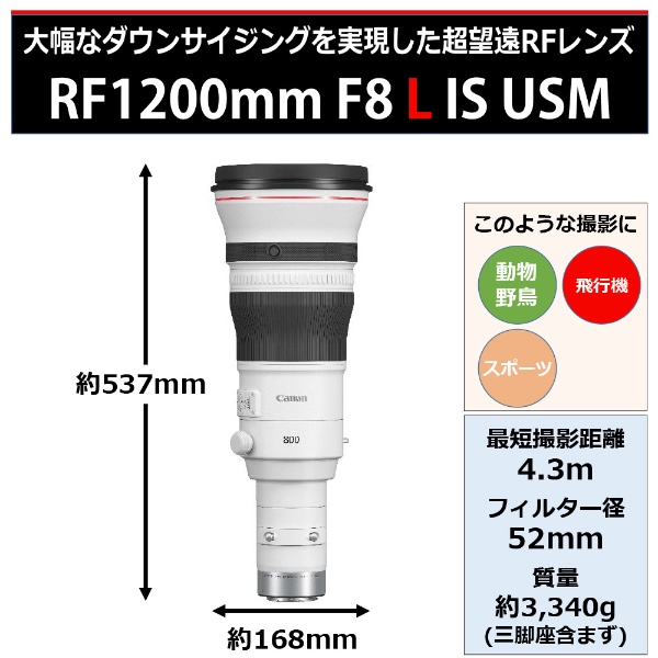 カメラレンズ　RF1200mm F8 L IS USM [キヤノンRF /単焦点レンズ]