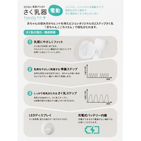 母乳アシスト さく乳器 電動 handy fit＋ (ハンディフィット＋ 