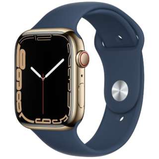 Apple Watch Series 7（GPS + Cellularモデル）- 45mmゴールドステンレススチールケースとアビスブルースポーツバンド - レギュラー ゴールドステンレススチール MN9M3J/A