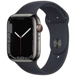 Apple Watch Series 7（GPS + Cellularモデル）- 45mmグラファイトステンレススチールケースとミッドナイトスポーツバンド - レギュラー グラファイトステンレススチール MNAX3J/A