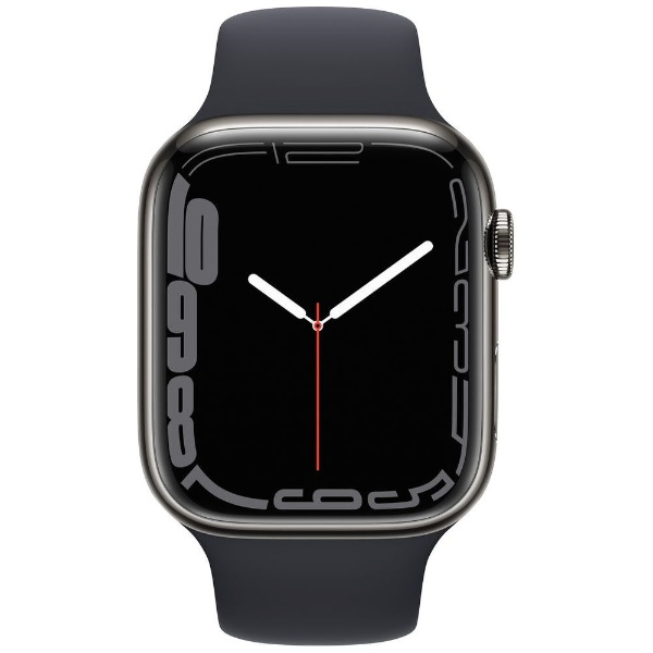 Apple Watch Series 7（GPS + Cellularモデル）-  45mmグラファイトステンレススチールケースとミッドナイトスポーツバンド - レギュラー グラファイトステンレススチール MNAX3J/A