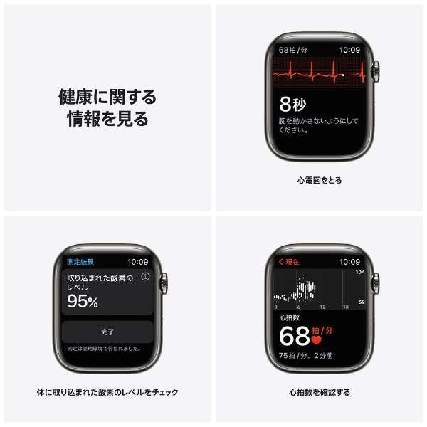 Apple Watch Series 7(ＧＰＳ+Cellular型号)-45mm石墨不锈钢包和午夜运动带-常规石墨不锈钢MNAX3J/A_5